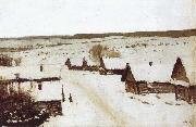 Isaac Levitan Village,Winter oil painting